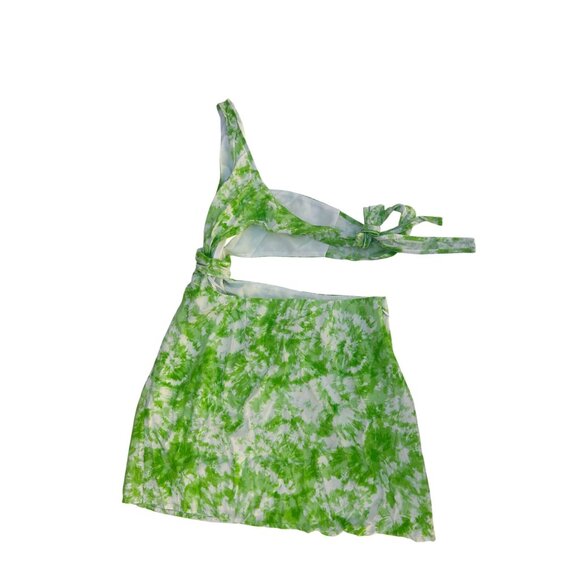 For The Love Of Lemons  Green Devon Cut Out One Shoulder Mini Dress Size S - Picture 14 of 16